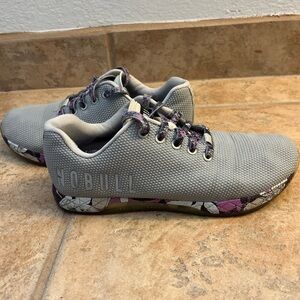 NoBull Artic Magnolia Trainers Cement Gray Floral Purple Pink Gym Womens 9.5